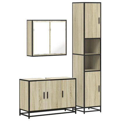 Set Mobili da Bagno 3 pz Rovere Sonoma in Legno Multistrato | homemem39
