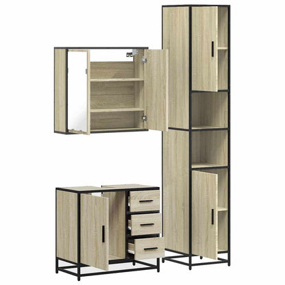 Set Mobili da Bagno 3 pz Rovere Sonoma in Legno Multistrato | homemem39