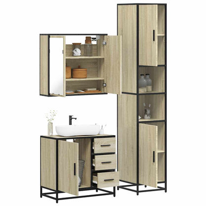Set Mobili da Bagno 3 pz Rovere Sonoma in Legno Multistrato | homemem39