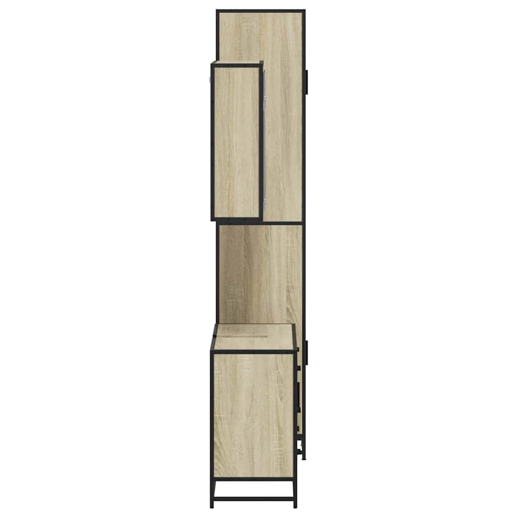 Set Mobili da Bagno 3 pz Rovere Sonoma in Legno Multistrato