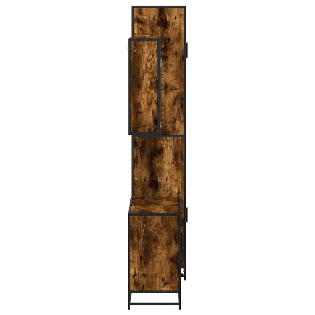 Set Mobili da Bagno 3 pz Rovere Fumo in Legno Multistrato | homemem39