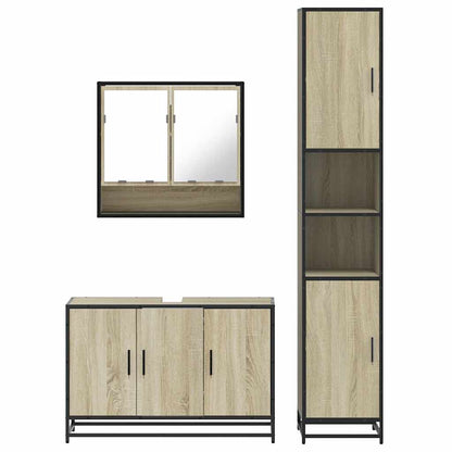 Set Mobili da Bagno 3 pz Rovere Sonoma in Legno Multistrato | homemem39