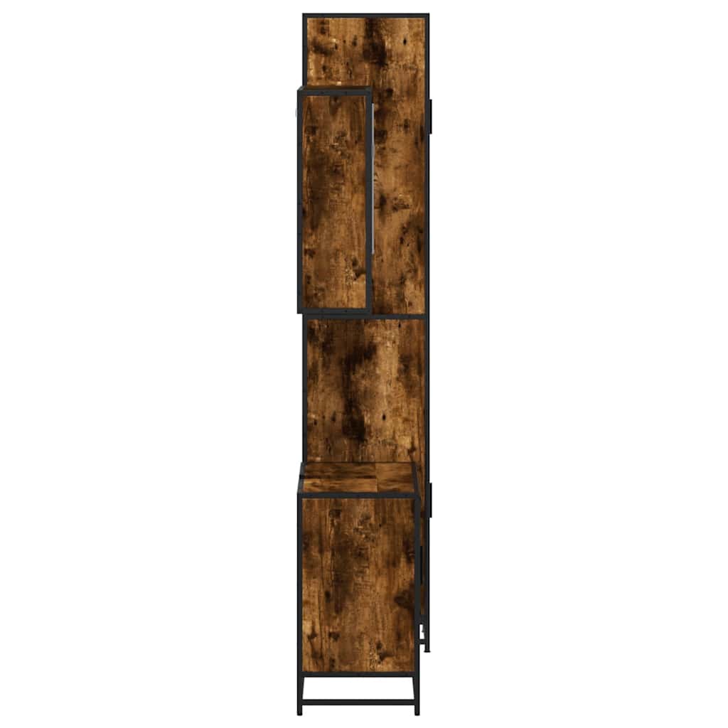 Set Mobili da Bagno 3 pz Rovere Fumo in Legno Multistrato | homemem39