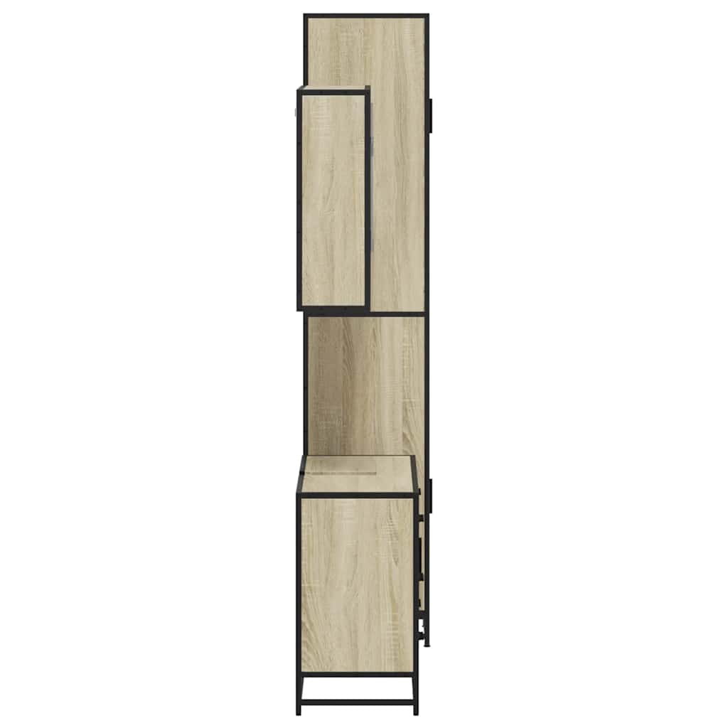 Set Mobili da Bagno 3 pz Rovere Sonoma in Legno Multistrato