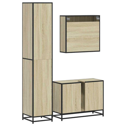 Set Mobili da Bagno 3 pz Rovere Sonoma in Legno Multistrato