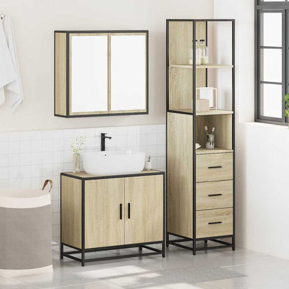 Set Mobili da Bagno 3 pz Rovere Sonoma in Legno Multistrato | homemem39
