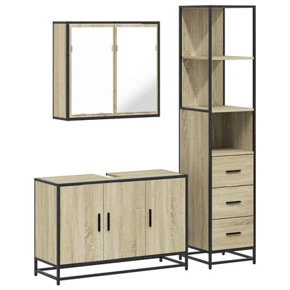 Set Mobili da Bagno 3 pz Rovere Sonoma in Legno Multistrato | homemem39