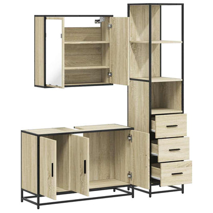 Set Mobili da Bagno 3 pz Rovere Sonoma in Legno Multistrato | homemem39