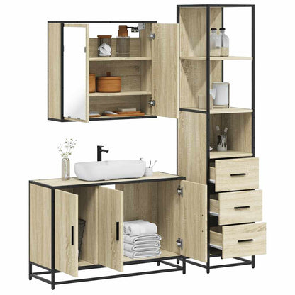 Set Mobili da Bagno 3 pz Rovere Sonoma in Legno Multistrato | homemem39