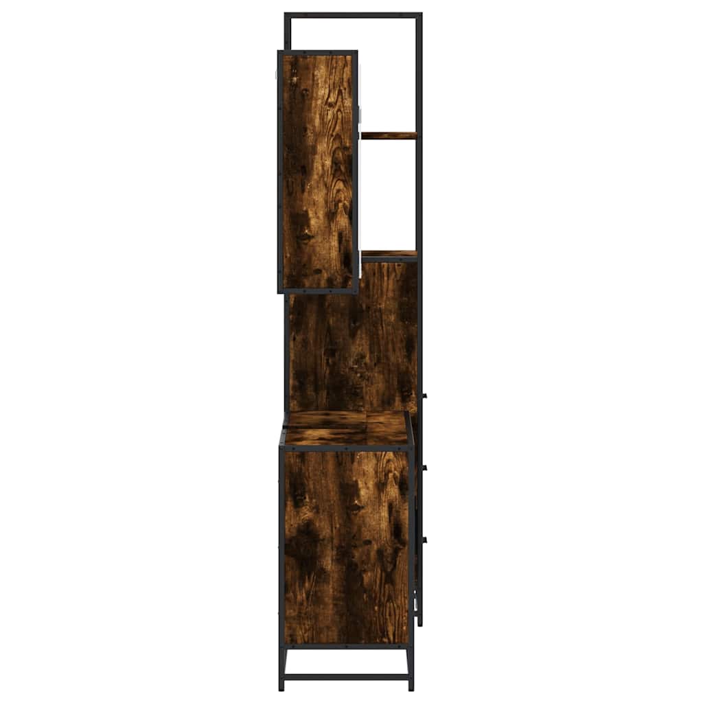 Set Mobili da Bagno 3 pz Rovere Fumo in Legno Multistrato | homemem39