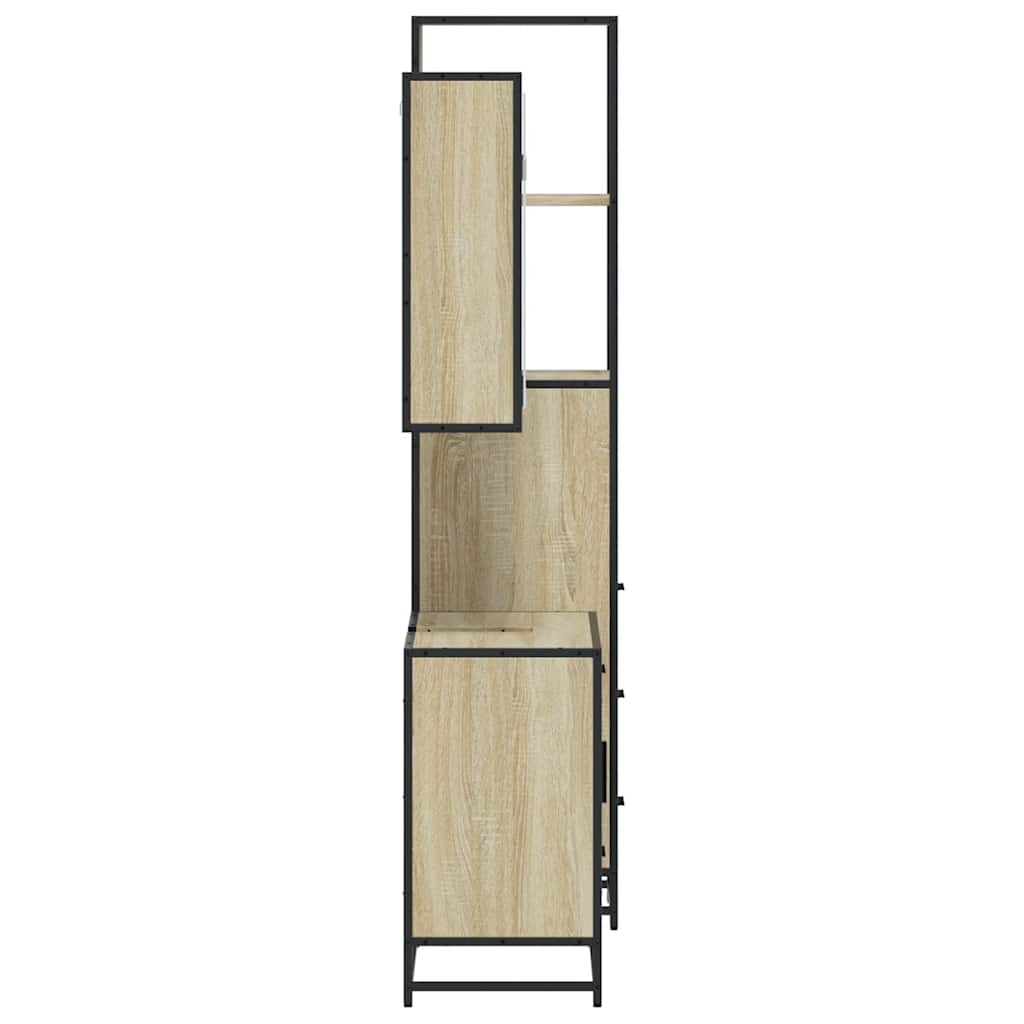 Set Mobili da Bagno 3 pz Rovere Sonoma in Legno Multistrato | homemem39