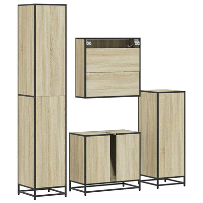 Set Mobili da Bagno 4 pz Rovere Sonoma in Legno Multistrato | homemem39