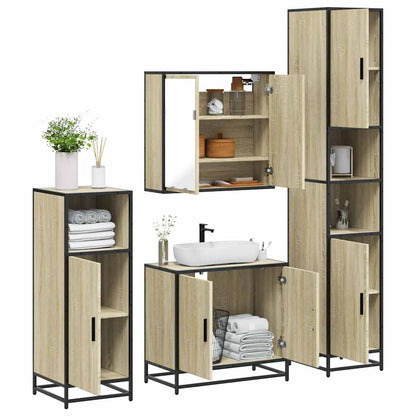 Set Mobili da Bagno 4 pz Rovere Sonoma in Legno Multistrato | homemem39
