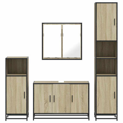 Set Mobili da Bagno 4 pz Rovere Sonoma in Legno Multistrato | homemem39