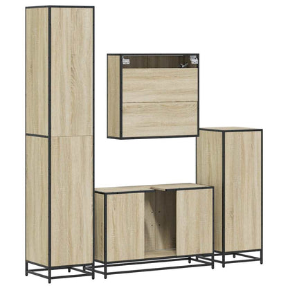 Set Mobili da Bagno 4 pz Rovere Sonoma in Legno Multistrato | homemem39