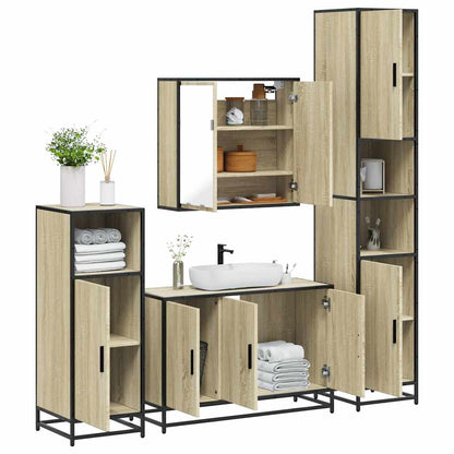 Set Mobili da Bagno 4 pz Rovere Sonoma in Legno Multistrato | homemem39