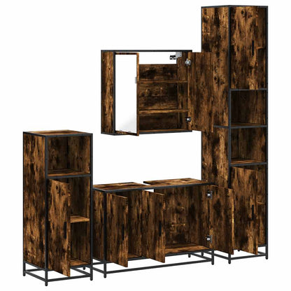 Set Mobili da Bagno 4 pz Rovere Fumo in Legno Multistrato | homemem39