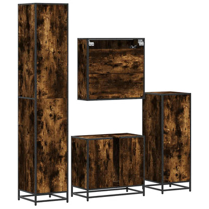 Set Mobili da Bagno 4 pz Rovere Fumo in Legno Multistrato | homemem39