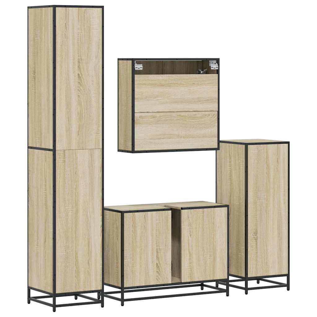 Set Mobili da Bagno 4 pz Rovere Sonoma in Legno Multistrato