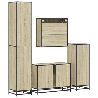Set Mobili da Bagno 4 pz Rovere Sonoma in Legno Multistrato