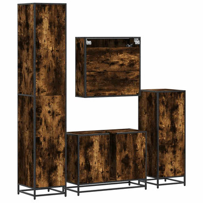 Set Mobili da Bagno 4 pz Rovere Fumo in Legno Multistrato | homemem39