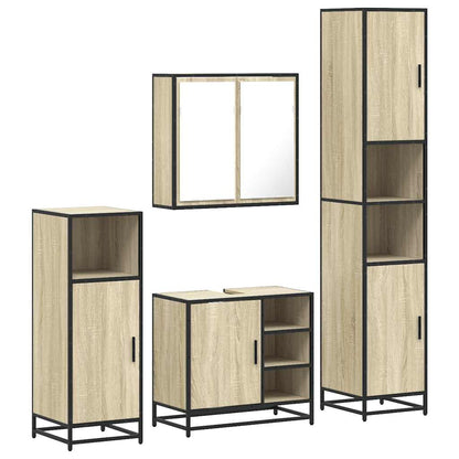 Set Mobili da Bagno 4 pz Rovere Sonoma in Legno Multistrato | homemem39
