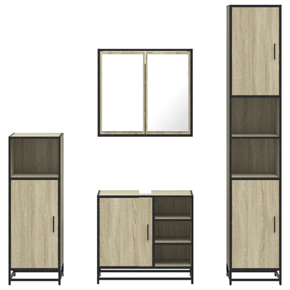 Set Mobili da Bagno 4 pz Rovere Sonoma in Legno Multistrato | homemem39