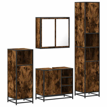 Set Mobili da Bagno 4 pz Rovere Fumo in Legno Multistrato | homemem39