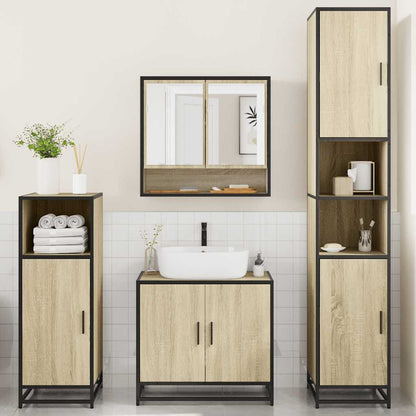 Set Mobili da Bagno 4 pz Rovere Sonoma in Legno Multistrato | homemem39