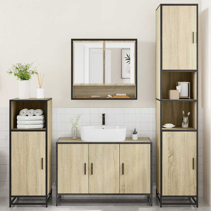 Set Mobili da Bagno 4 pz Rovere Sonoma in Legno Multistrato | homemem39