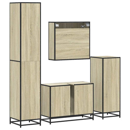 Set Mobili da Bagno 4 pz Rovere Sonoma in Legno Multistrato
