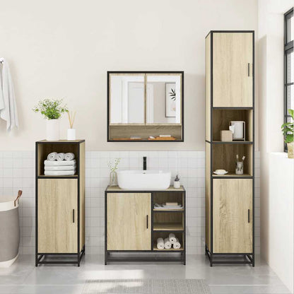 Set Mobili da Bagno 4 pz Rovere Sonoma in Legno Multistrato | homemem39