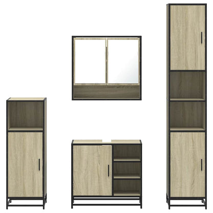 Set Mobili da Bagno 4 pz Rovere Sonoma in Legno Multistrato | homemem39