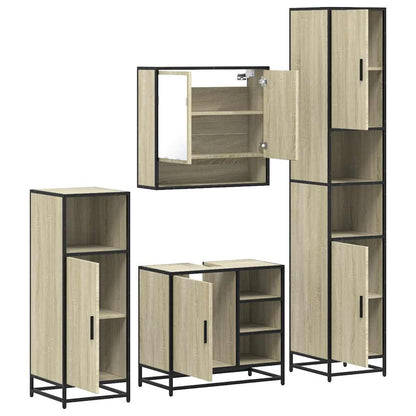 Set Mobili da Bagno 4 pz Rovere Sonoma in Legno Multistrato | homemem39