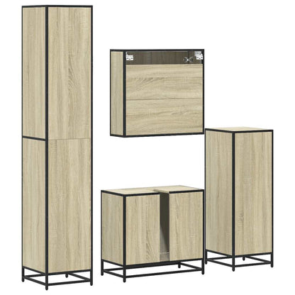 Set Mobili da Bagno 4 pz Rovere Sonoma in Legno Multistrato | homemem39