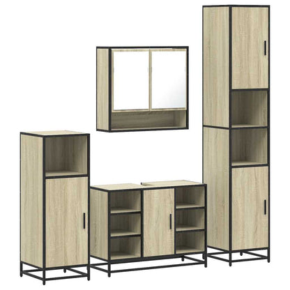 Set Mobili da Bagno 4 pz Rovere Sonoma in Legno Multistrato | homemem39