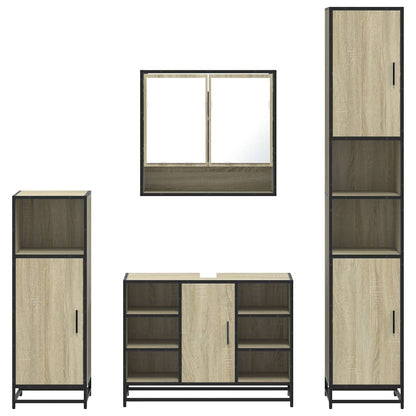 Set Mobili da Bagno 4 pz Rovere Sonoma in Legno Multistrato | homemem39