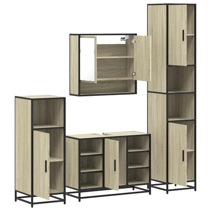 Set Mobili da Bagno 4 pz Rovere Sonoma in Legno Multistrato | homemem39
