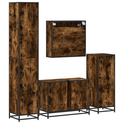 Set Mobili da Bagno 4 pz Rovere Fumo in Legno Multistrato | homemem39