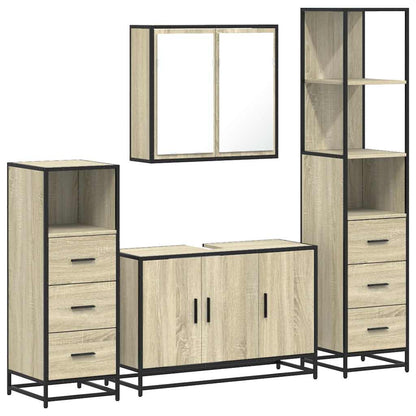 Set Mobili da Bagno 4 pz Rovere Sonoma in Legno Multistrato | homemem39