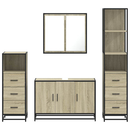 Set Mobili da Bagno 4 pz Rovere Sonoma in Legno Multistrato | homemem39