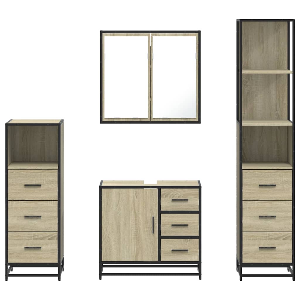 Set Mobili da Bagno 4 pz Rovere Sonoma in Legno Multistrato | homemem39