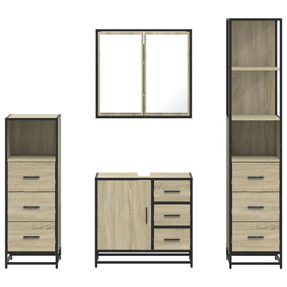 Set Mobili da Bagno 4 pz Rovere Sonoma in Legno Multistrato | homemem39