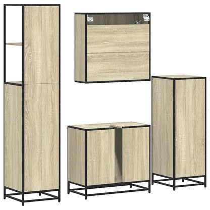 Set Mobili da Bagno 4 pz Rovere Sonoma in Legno Multistrato | homemem39