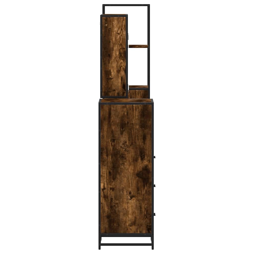 Set Mobili da Bagno 4 pz Rovere Fumo in Legno Multistrato | homemem39