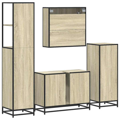 Set Mobili da Bagno 4 pz Rovere Sonoma in Legno Multistrato