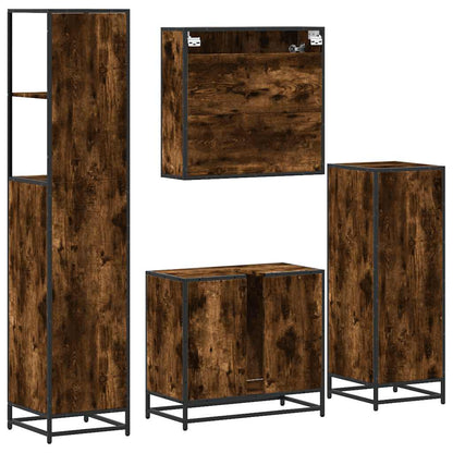 Set Mobili da Bagno 4 pz Rovere Fumo in Legno Multistrato | homemem39