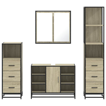 Set Mobili da Bagno 4 pz Rovere Sonoma in Legno Multistrato | homemem39