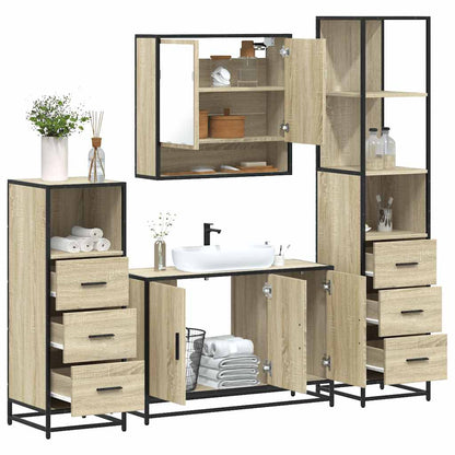 Set Mobili da Bagno 4 pz Rovere Sonoma in Legno Multistrato | homemem39