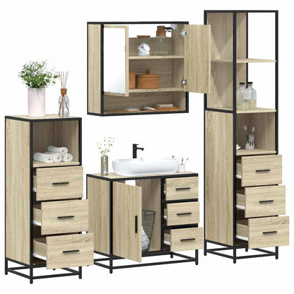 Set Mobili da Bagno 4 pz Rovere Sonoma in Legno Multistrato | homemem39